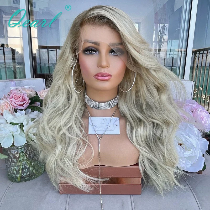 Free Part Full Lace Wig Ash Blonde Top Lace Frontal Wigs for White Women HD Transparent Virgin Human Hair Wig Natural Wavy Qearl