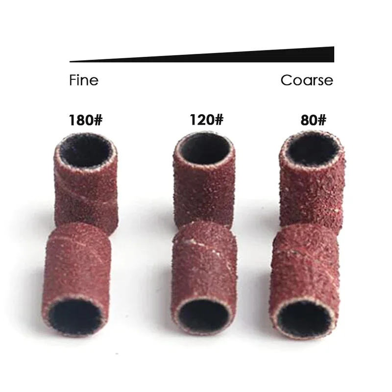50/100pc Sanding Cap Bands For Electric Manicure Machine 180/120/80 Grit Nail Drill Grinding Bit Files Pedicure Tool Set BEND261