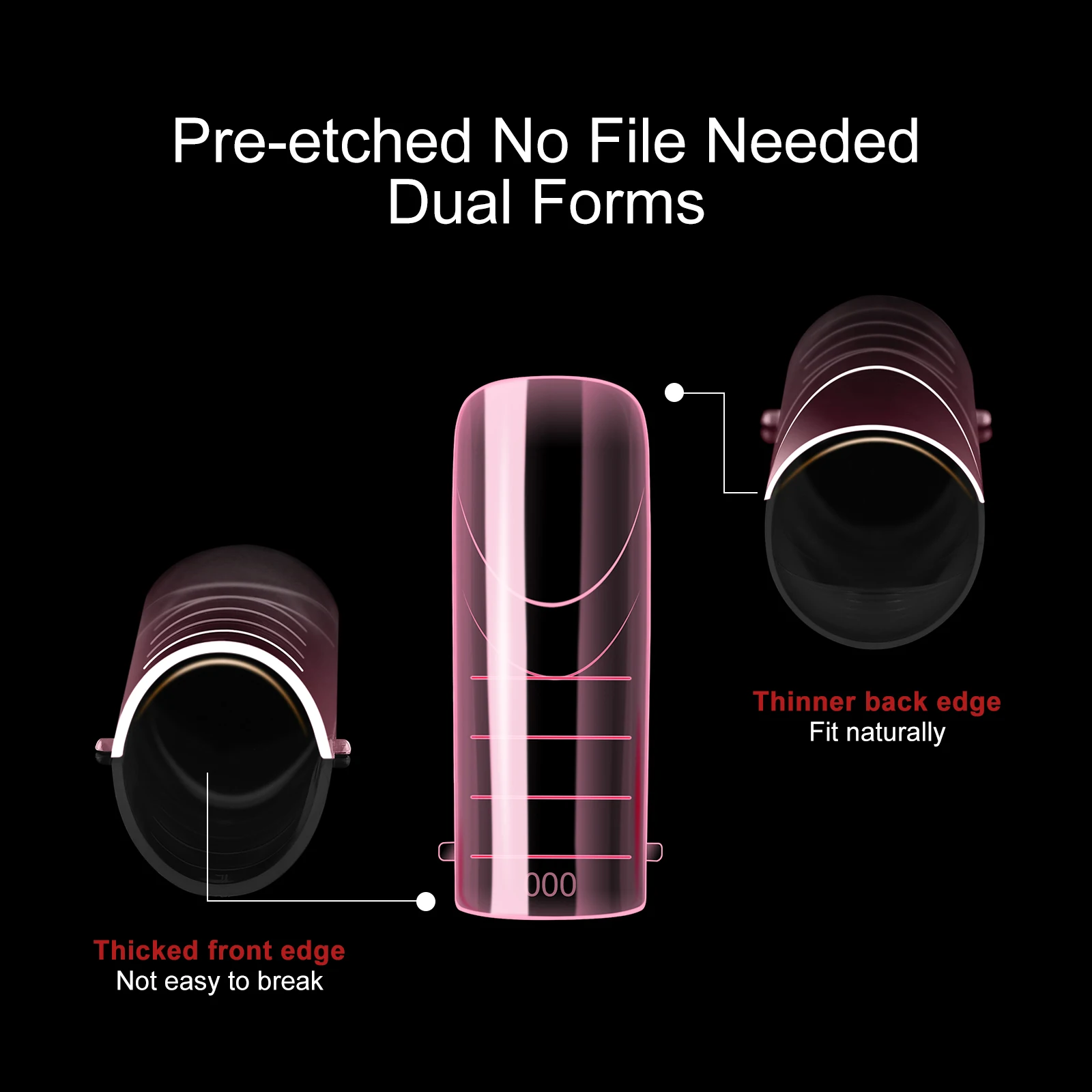 MOWOT French Square Nail Dual Forms 150 pezzi Stampo gel acrilico a costruzione rapida per estensione delle unghie Copertura completa Forme superiori per unghie riutilizzabili