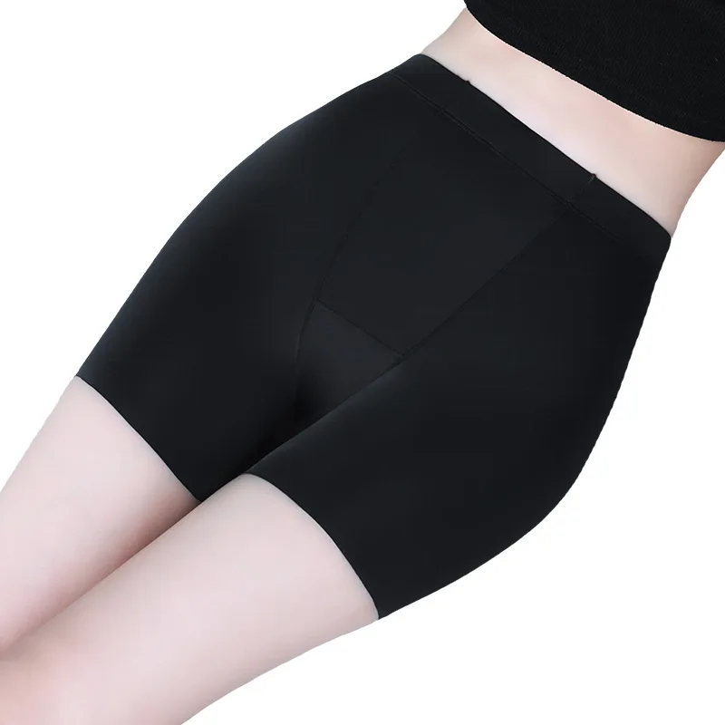 Pantalones de seguridad de seda de hielo para mujer, leggings antiiluminación más entrepierna de algodón, sección delgada, transpirable, alta elasticidad, sin marcas, Verano