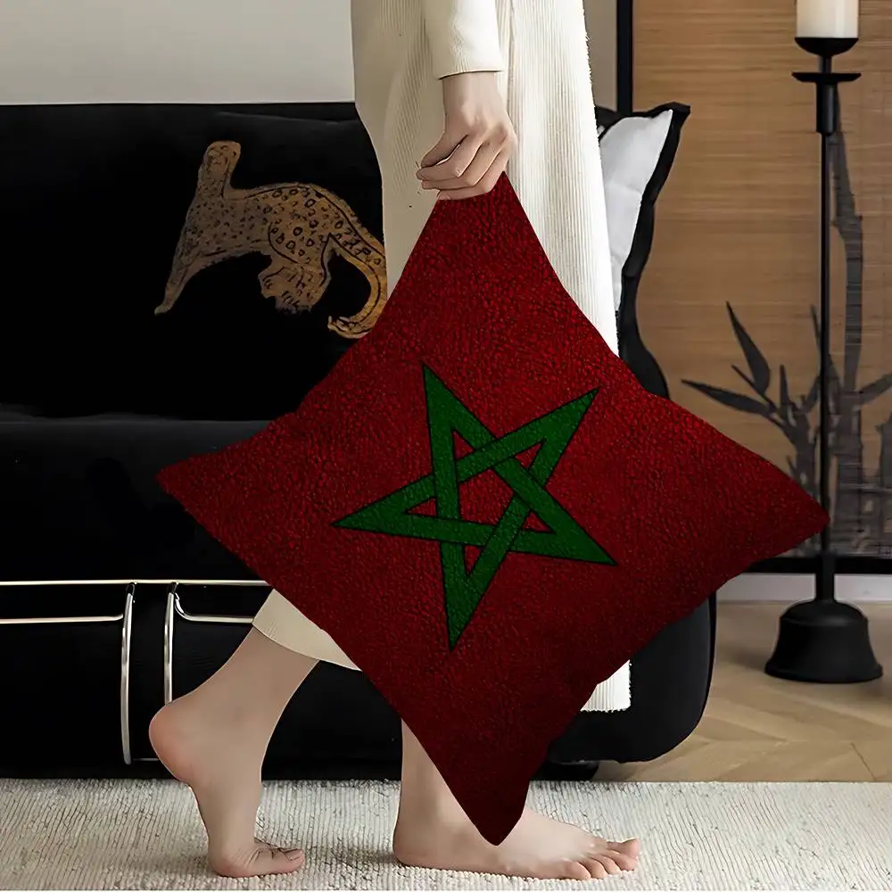 Morocco Map Flag Pillow Cover Sofa Cushion Cover Home Room Decoration Children Gift