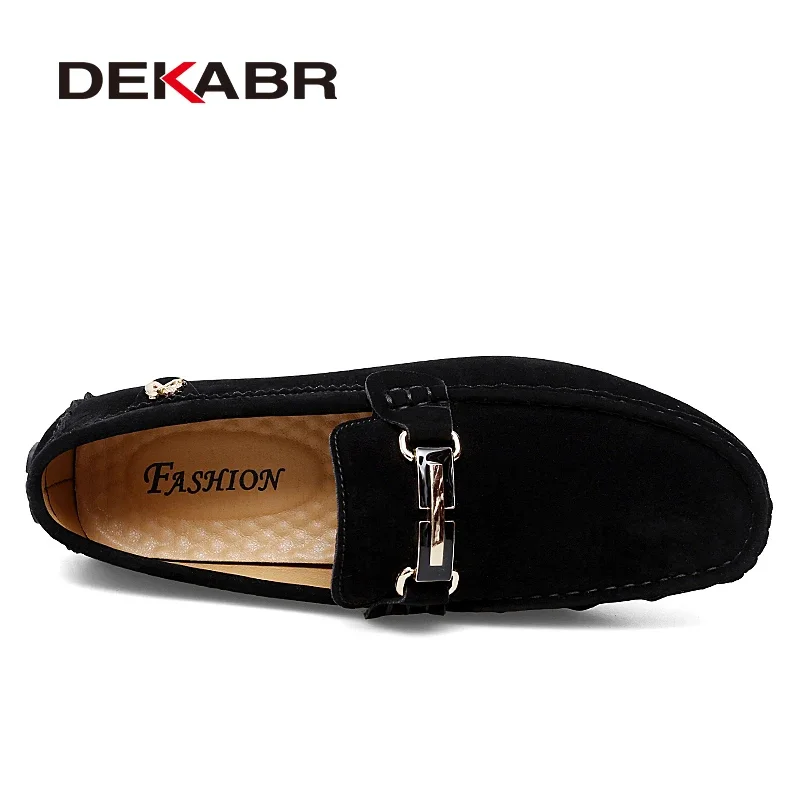 DEKABR Loafers Men Handmade Leather Shoes Black Casual Driving Flats Blue Slip-on Moccasins Men Shoes Plus Size 46 47 48