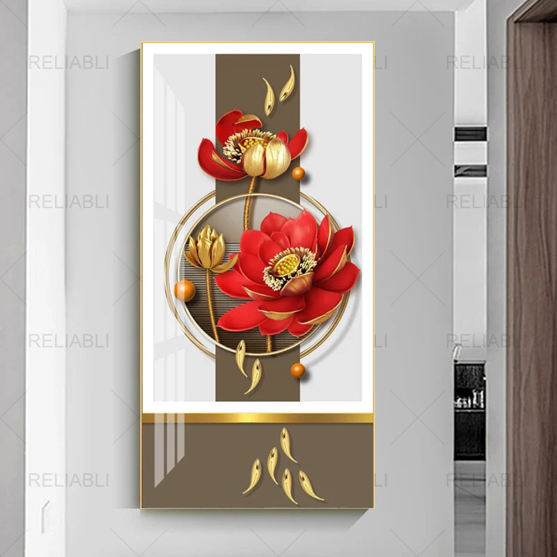 Chinese Style Watercolor Lotus Flower and Fish Canvas Painting, Wall Art, Poster and Print for Living Room Home Decor No Frame