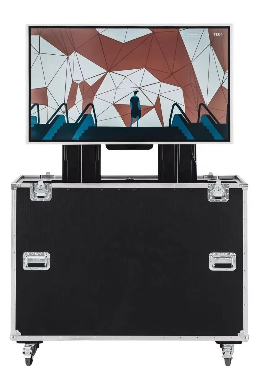 Electric single 86 TV lift flight case for 86-inch screen