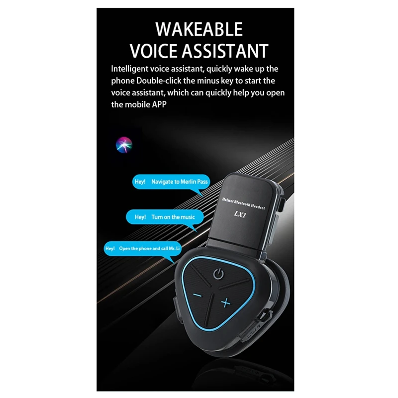 New-3X LX1 Helm Musim Panas Sepeda Motor Headset Bluetooth Khusus Headset Bawa Pulang Peredam Kebisingan Cerdas CVC Portabel Biru