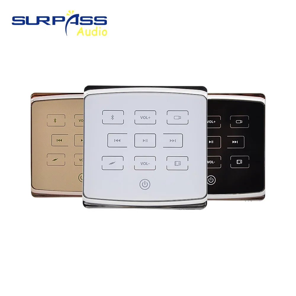 Smart Hotel Room Home Audio Bluetooth Amplifier In-wall Stereo Digital Player 86 Touch Key Background Music Controller USB TF