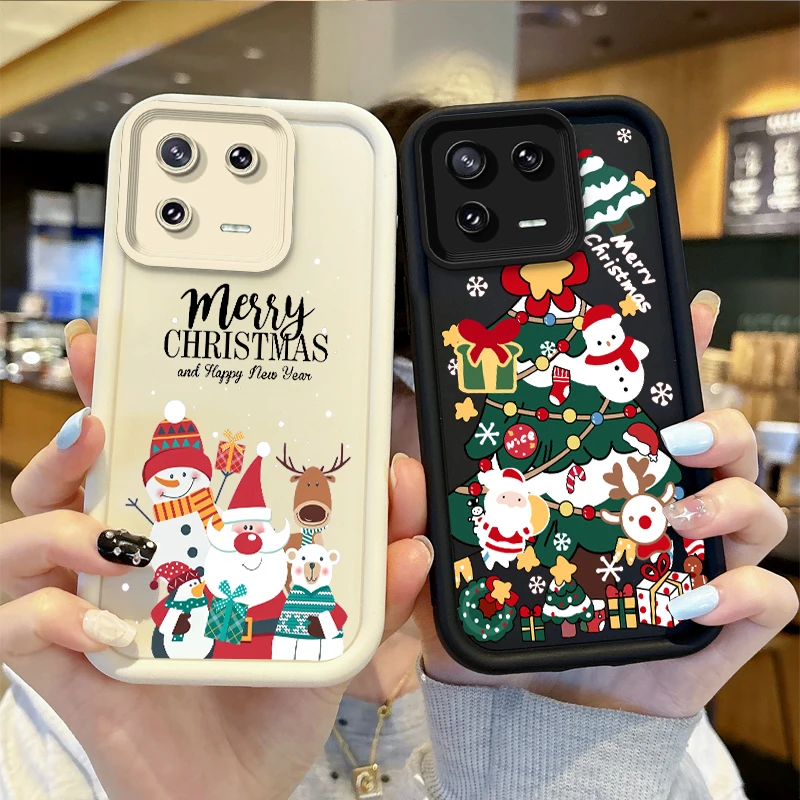 

New Christmas Santa Claus Print Phone Case For XiaoMi 14 13 12 11T Pro 13 12 11 Lite Poco F6 F5 X5 X3 Pro Shockproof Matte Cover
