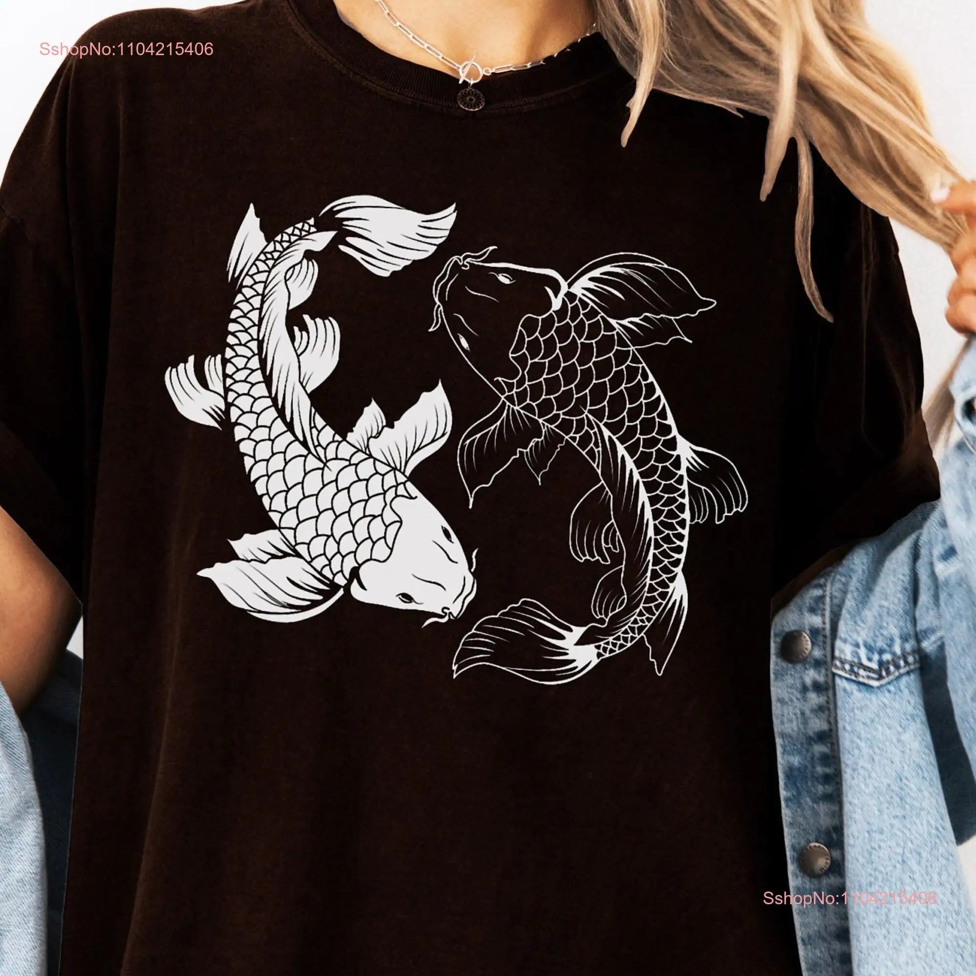 Yin And Yang Japanese Koi Fish T Shirt Art long or short sleeves