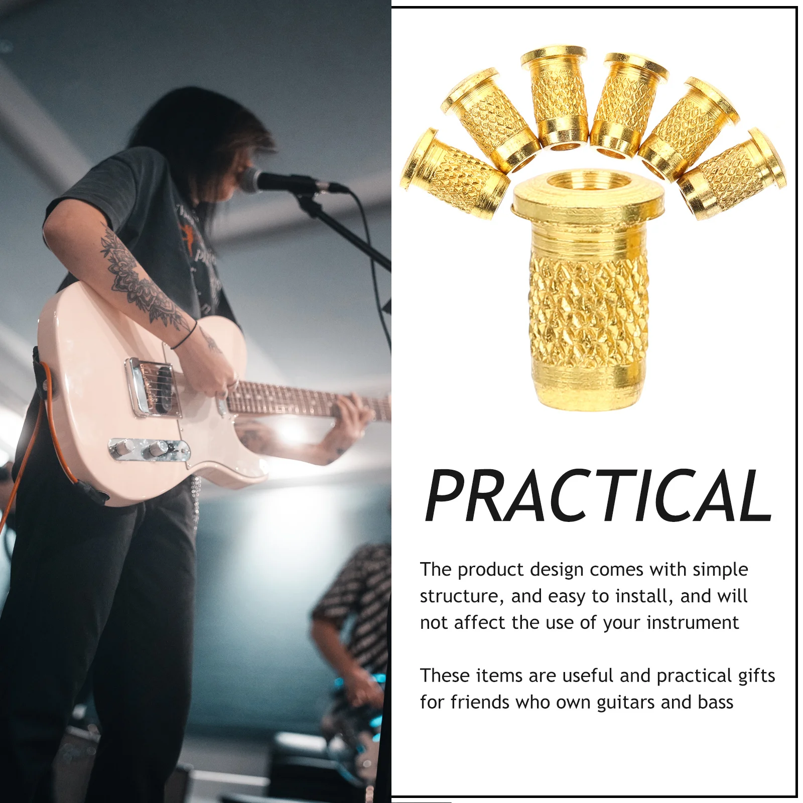 

6Pcs Guitar String Ferrules Professional Electric Guitar Bridge String Caps Durable Repair Parts Mounting Ferrules