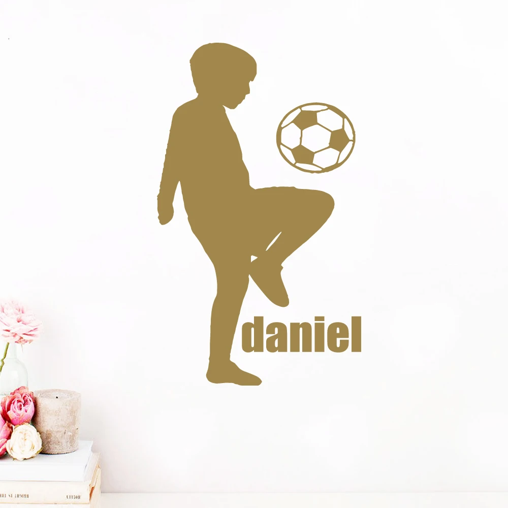 

1 pc colored Personalized Football Player Name Wall Sticker Boys Name Vinyl Home Decor bedRoom Sport Soccer Player Sticker