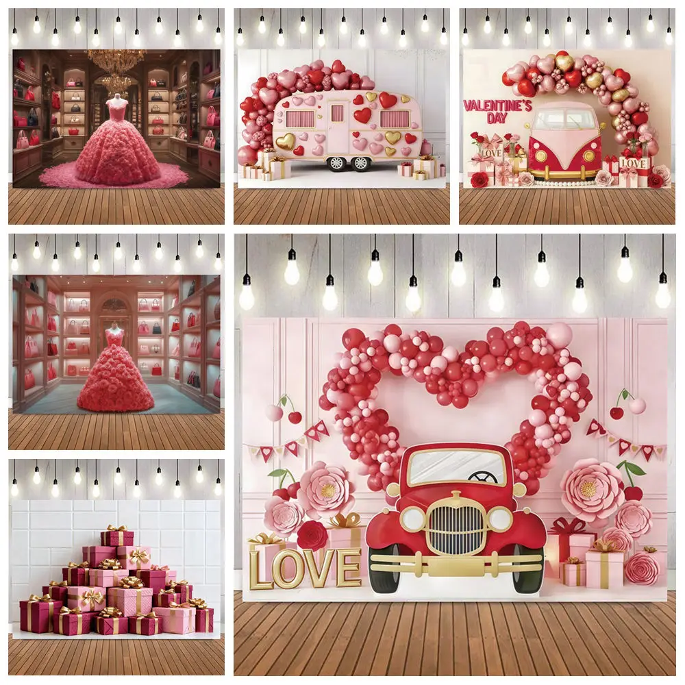 

Фон для фотосъемки на День святого Валентина 14 февраля: романтические сцены, красные сердца, цветы, свадебный портрет