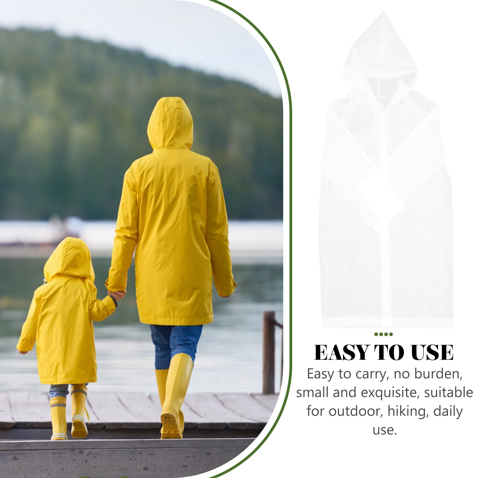 

2pcs Children Raincoat Unisex Rain Poncho Lightweight Waterproof Rainwear For Outdoor Hiking Portable Durable Rain Cape