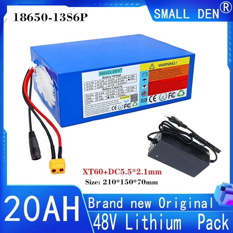 48V 20Ah 18650 Lithium Battery Pack 13S6P 1000W High Power 54.6V Electric bicycle scooter motorcycle ebike cells BMS + 3A charge