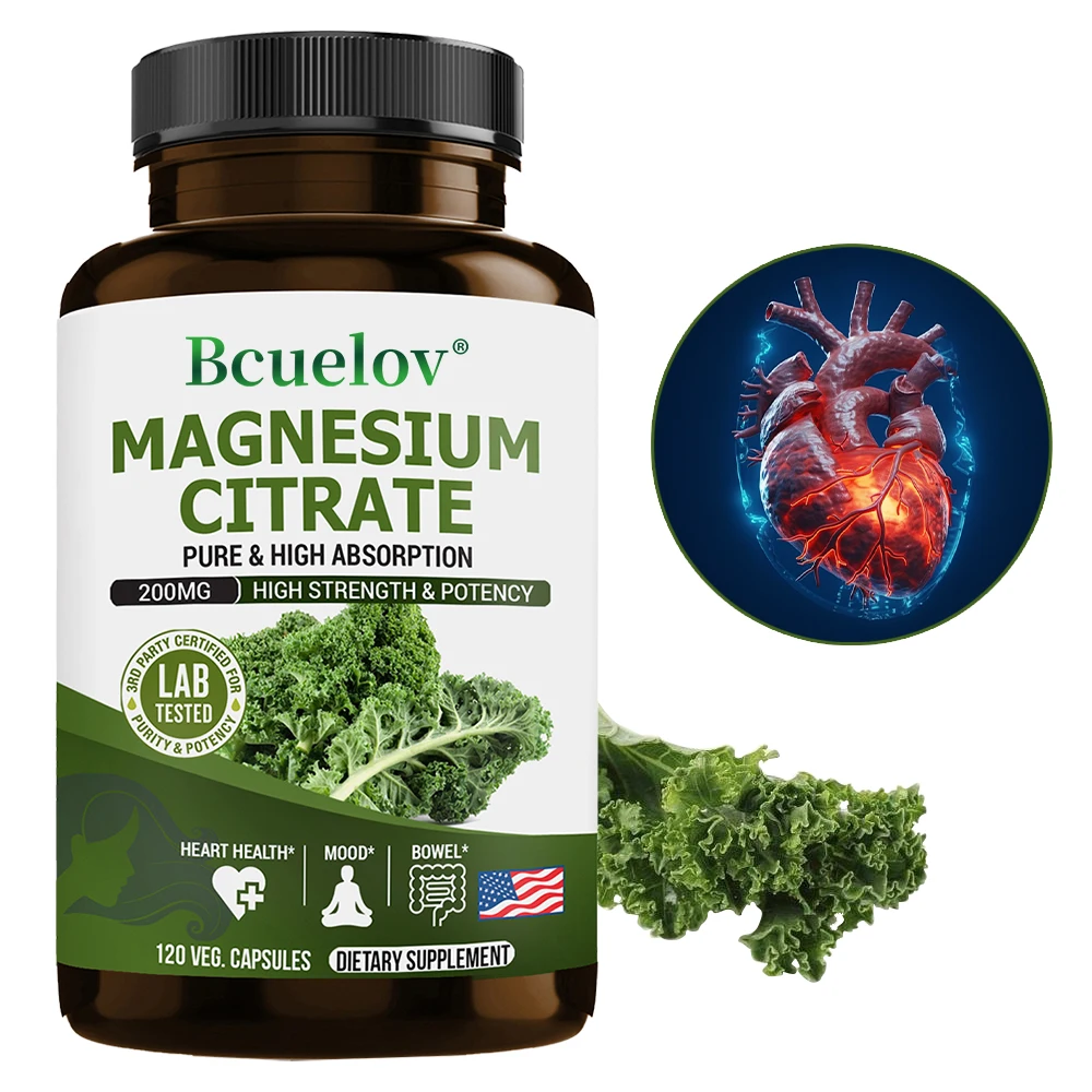 

Magnesium Capsules - Helps Relieve Stress, Nutrient Metabolism and Sleep, Promotes Muscle Relaxation, Bone and Nerve Health