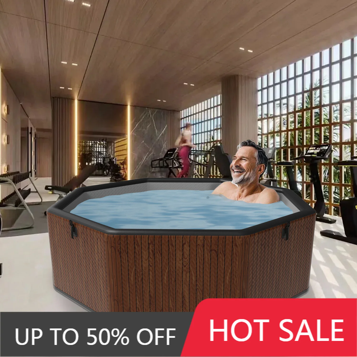 Factory OEM DWF PVC Large Octagonal Inflatable Cold Immersion Bathtub 5‑Person 60Gal+ Sports Recovery Huale ICE‑8