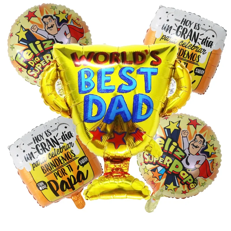 1 مجموعة الإسبانية عيد الأب سعيد احباط بالونات الهيليوم الإنجليزية أفضل أبي الكأس الأم الطرف الديكور الهواء Globos لوازم هدية