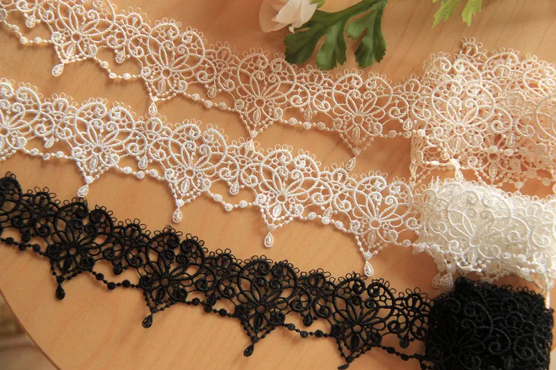 5 Yards White Lace Trims Polyester Embroidered Lace Guipure Lace 3d Flower Embroidery Appliqued Lace Black White 1cm-6cm