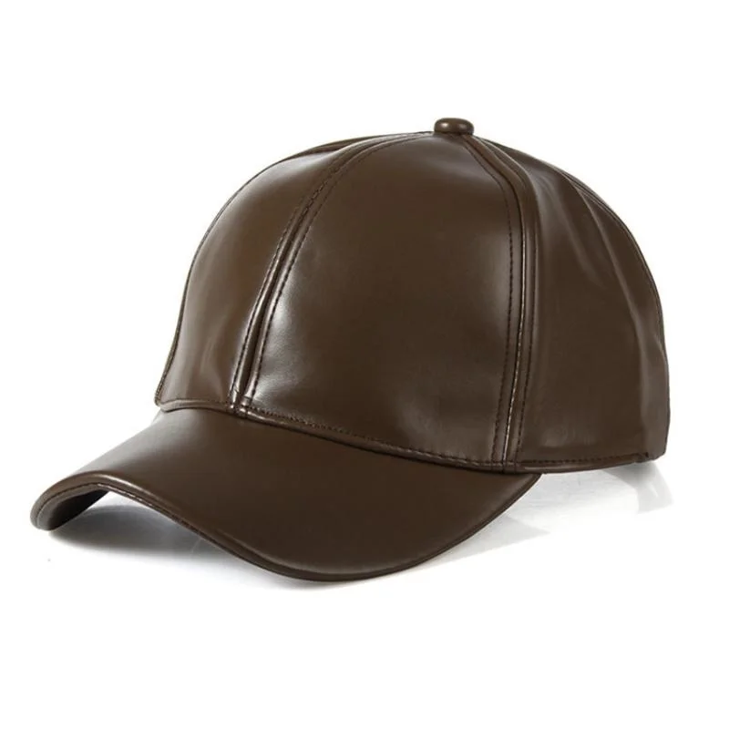 1PC Unisex Solid Men Women Baseball Cap PU Leather HIP HOP Snapback Caps Hats for Men Baseball Caps Black Adjustable Hat