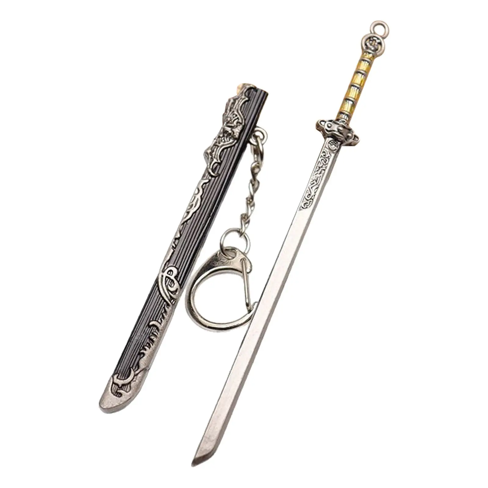 

5Pcs Sword Shaped Metal Bookmark Keychain Mini Katana Bookmark Charm Pendant Zinc Alloy Ancient Sword Book Marker for Men Women