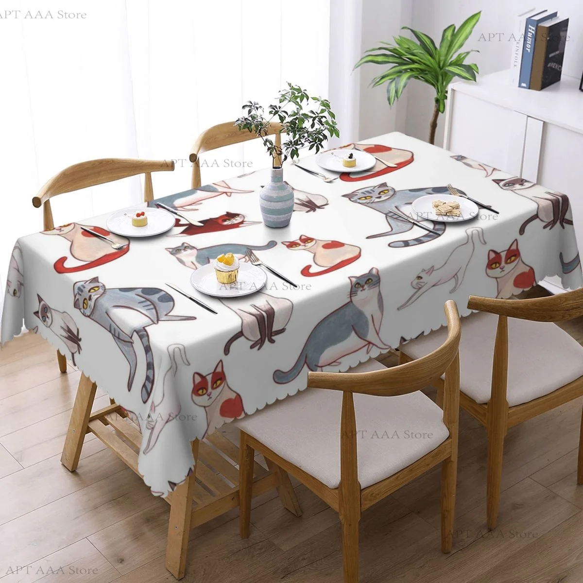

Cute Cat Tablecloth Rectangular Waterproof Freemasonry Mason Table Cover Cloth for Banquet