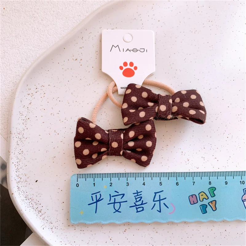 2025 Cute Dot Cloth Bow Hair Rope Ring Children Baby Girls Kids Elastic Hair Rubber Band Accessories Headdress Headwear Ornament