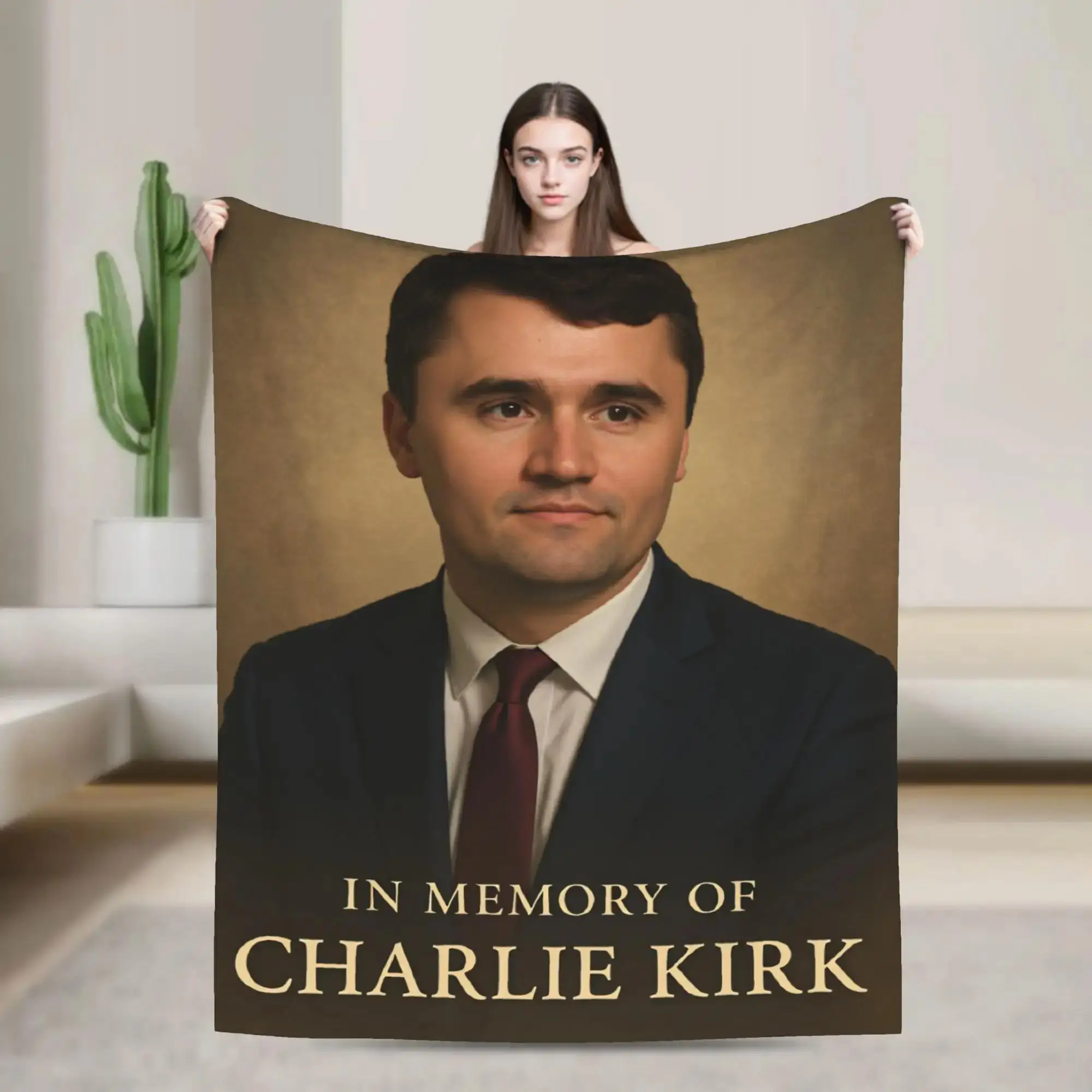 

Плюшевый плед In Memory Of Charlie Kirk Angelic Advocate, теплый и мягкий, для детей и взрослых, фланелевое покрывало для гостиной