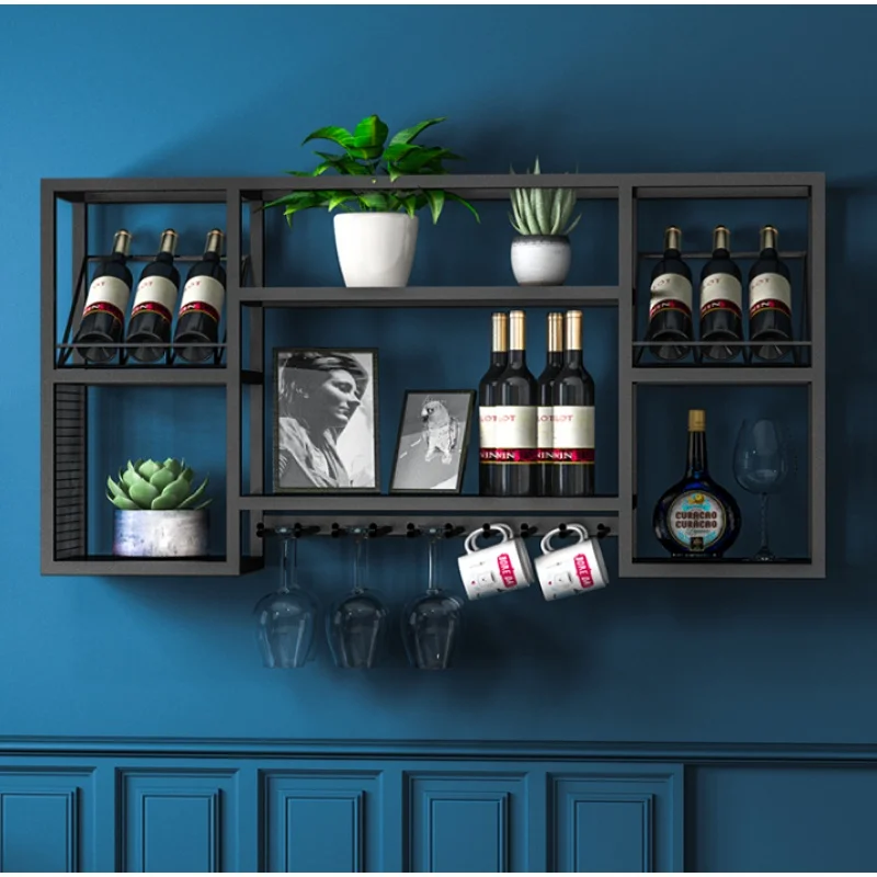 Wall Mounted Glass Wine Rack, Light Miniature Organizer, Sala de estar, Cozinha, Único Spice Wine Rack, Coffee Bar Móveis