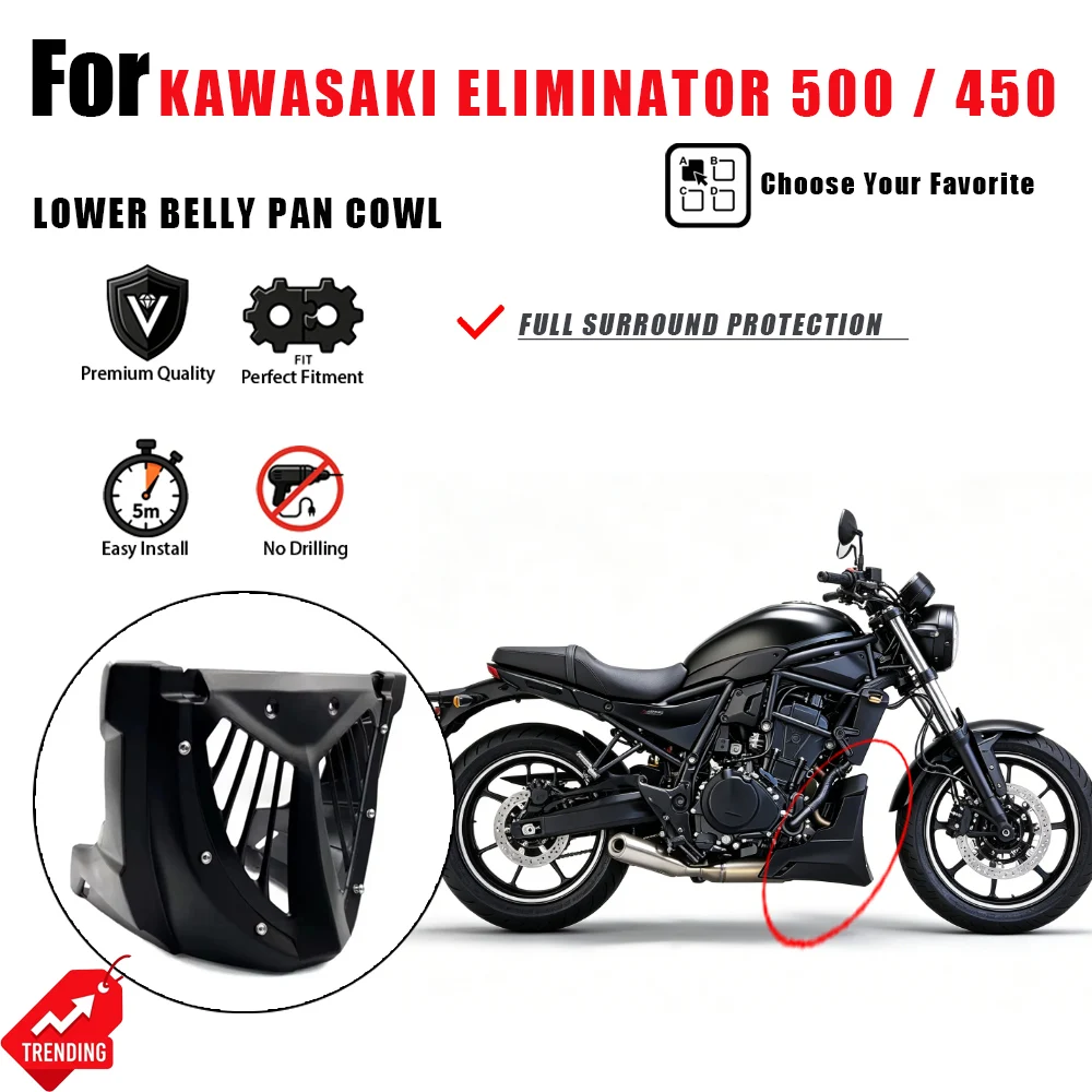 

For Kawasaki Eliminator 500 450 EL500 Belly Pan Lower Cowl Engine Spoiler Skid Plate Guard Accesorios Moto Quilla Parts