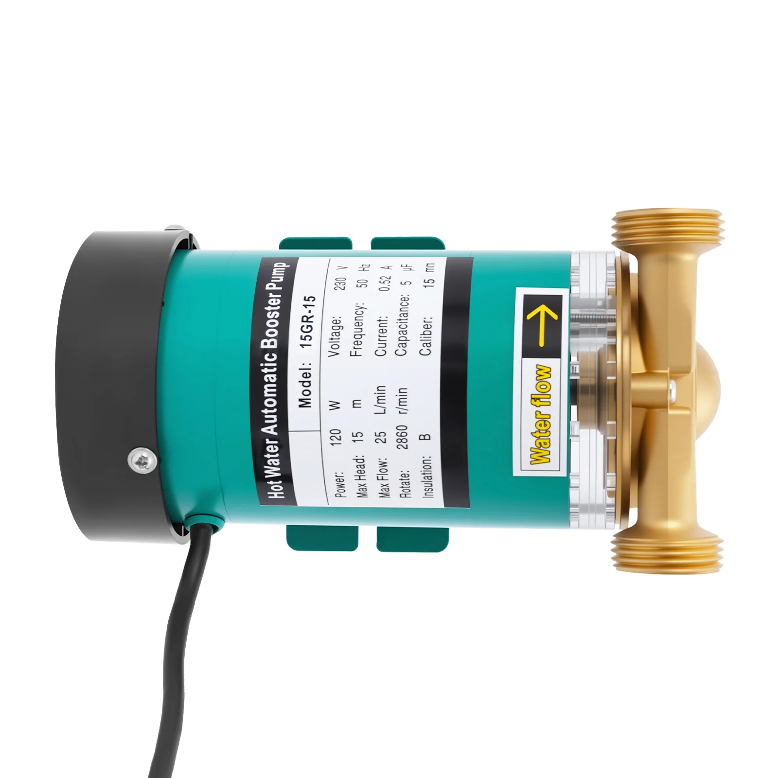 120 W Mini-Wasserpumpe, automatische Druckbeaufschlagung, 6,6 g/min, Druckerhöhungspumpe, elektrische Wassertransferpumpe für Warmwasserbereiter, Duscharmatur – Detail 10