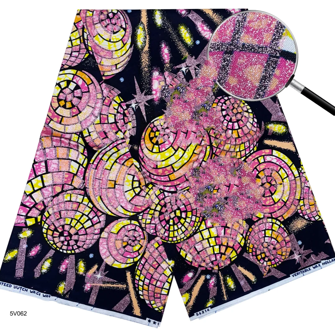 Tela Estampada con Cera Dorada de Nigeria, Estilo 2026, Tela Africana de Alta Calidad para Patchwork, Ropa y Manualidades, T1