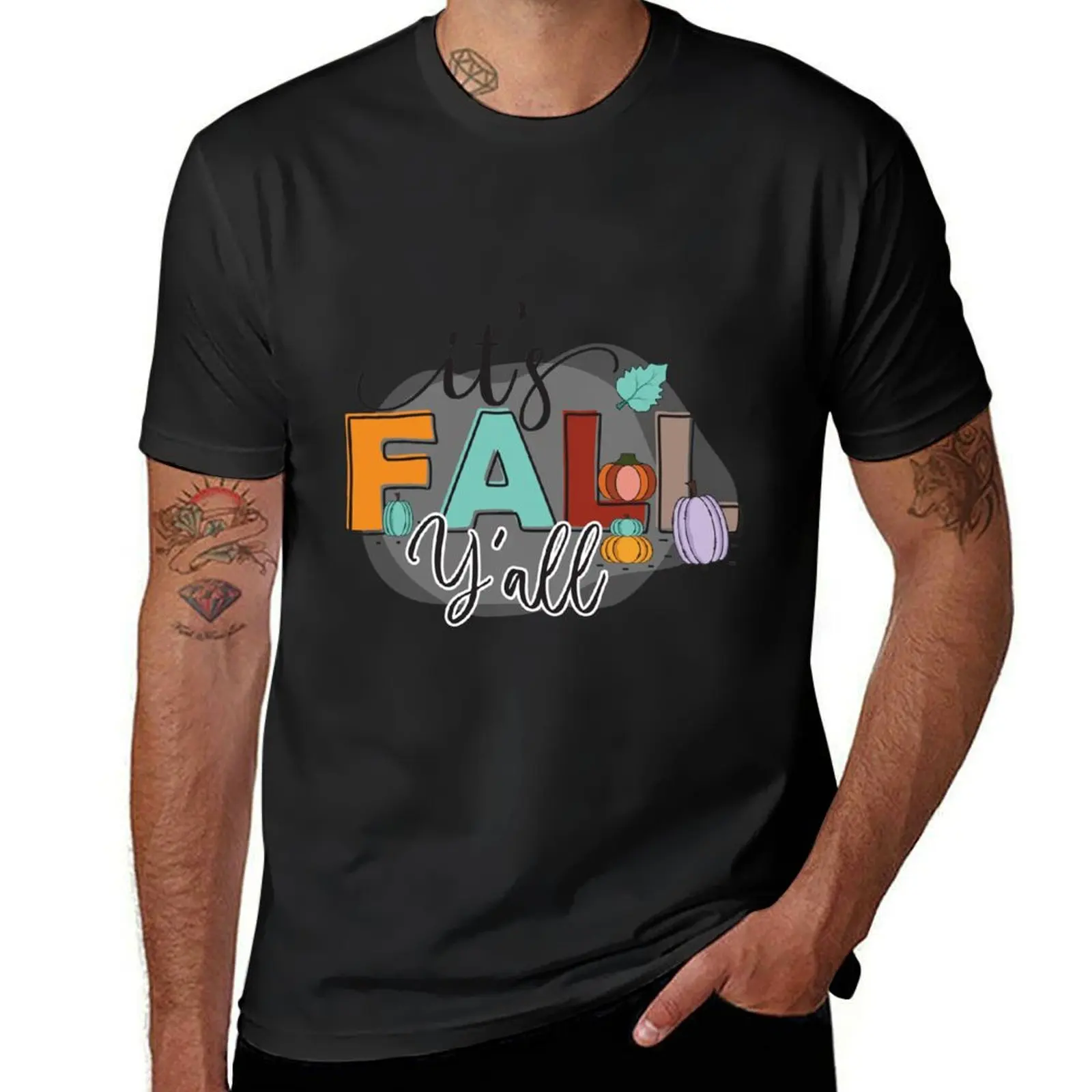 Autumn Vibes -Trending Autumn Fall Season Pattern Art Print Design Fall Home - It’s Fall Y’all 2 Quote T-shirt