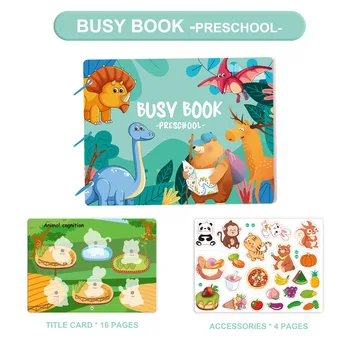 Montessori baby busy book quiet book paste 3D book early learning educational toy children&#x27;s repeated literacy puzzle sticker book