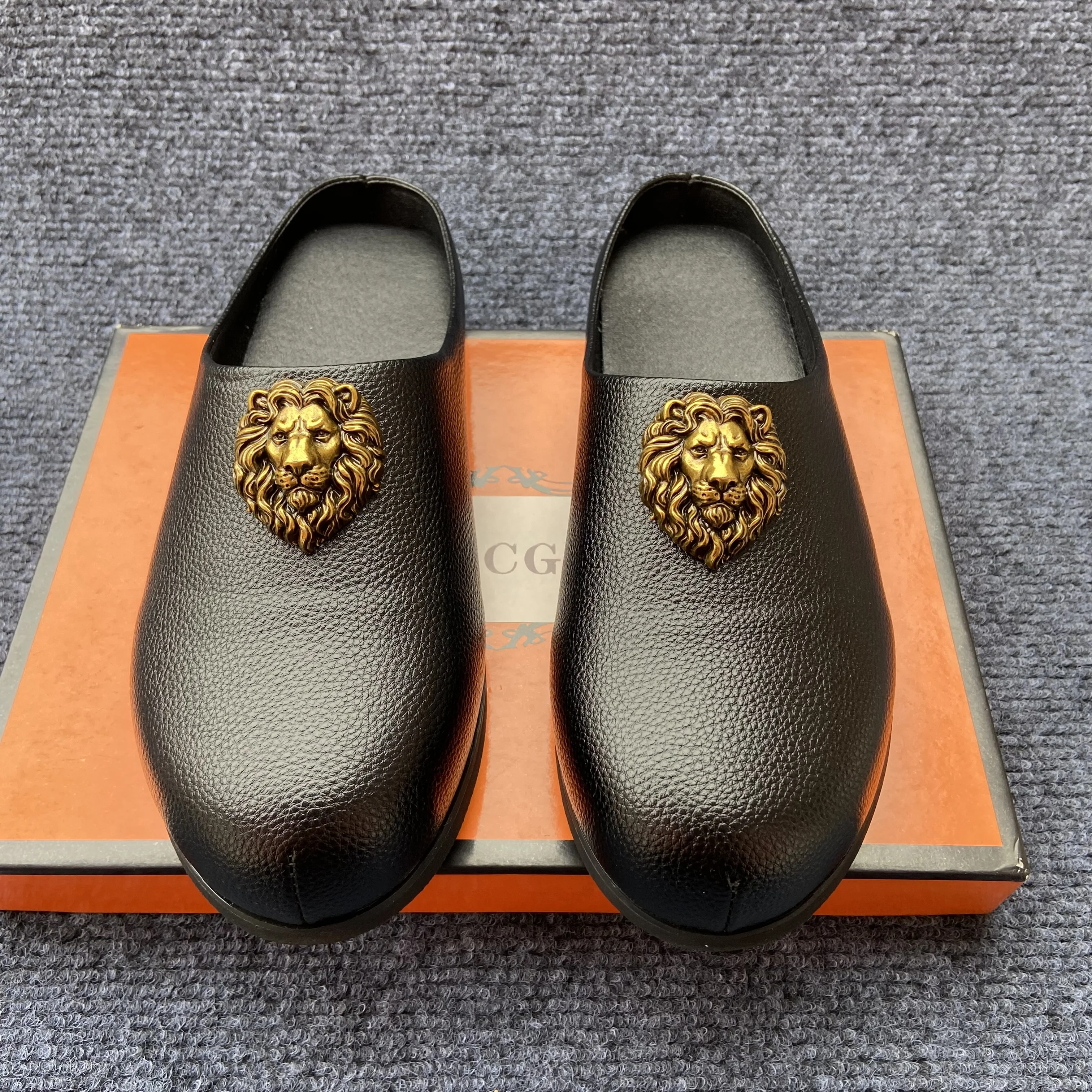 

original casual mules flats loafers half shoes for man designer shoes black slippers for man outdoor slides luxury sandals 39-48