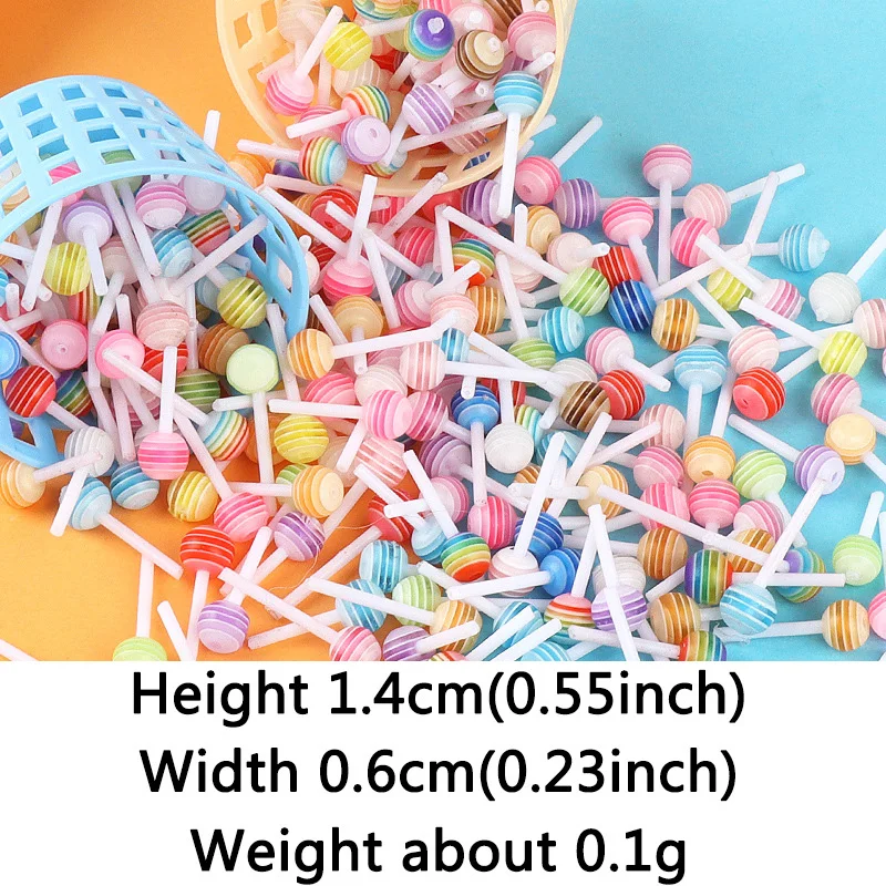 30/50/100pcs Mini Colorful Resin Lollipop Simulation Jewelry Accessories, Candy Nail Charms, Phone Case Resin Decoration