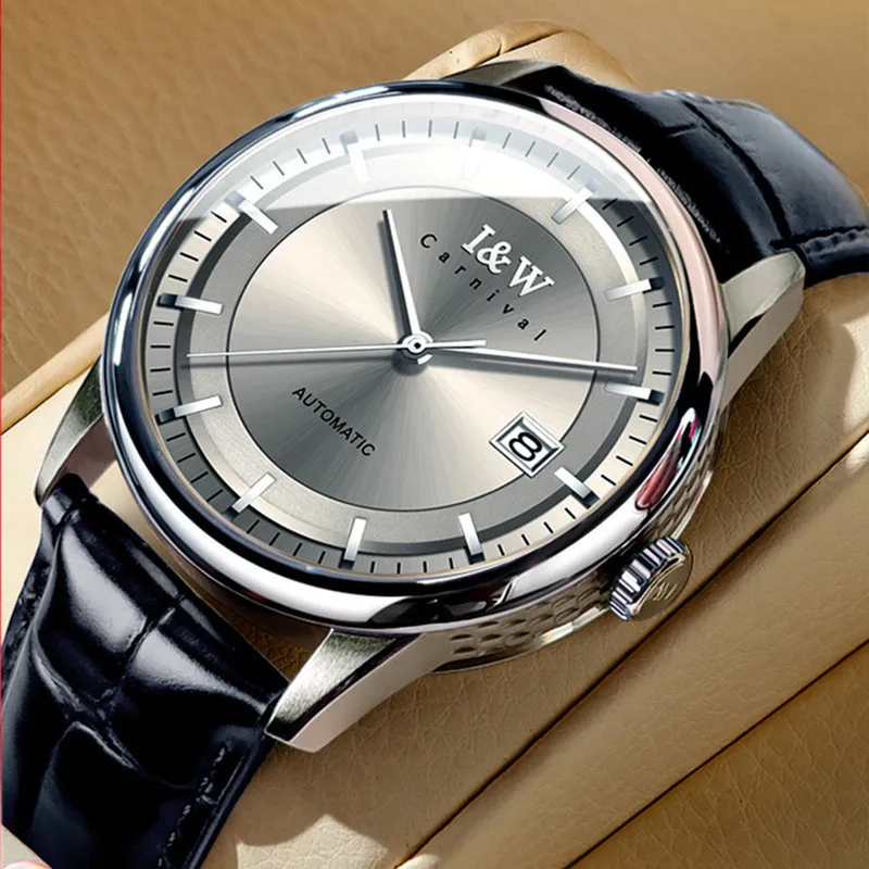 Switzerland I&W CARNIVAL Luxury Brand Japan MIYOTA Automatic Mechanical Sapphire Men\'s Watches Waterproof Auto Date Clocks 572G