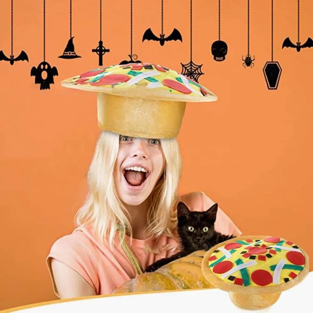 

Creative Halloween French Fries Hat Cloth Funny Taco Hair Hoop Personalized Yellow Creative Pizza Hat Cosplay