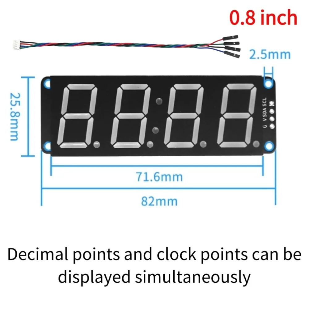 HT16K33 I2C 4 Digit 7 Segment LED Digital Tube Display Module Support Decimal Point Time Clock Display For Arduino Raspberry Pi