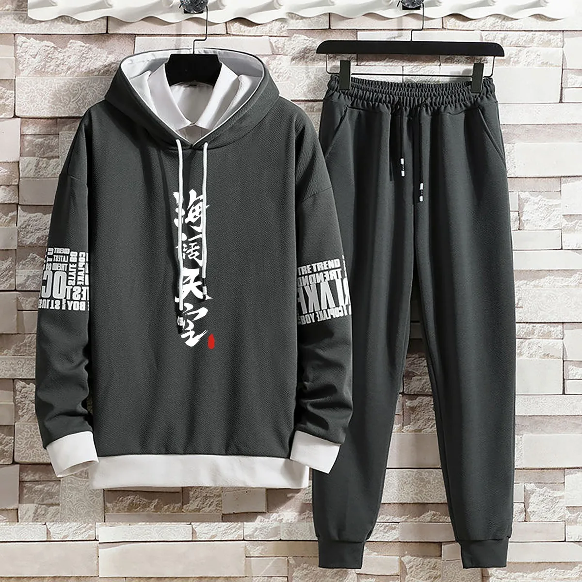 Hoodies Set Pants Clothing for Men Casual Summer Autumn Suits Pullover Hat Hood  Print Sweaterhoodie Men New Top Long Sleeves