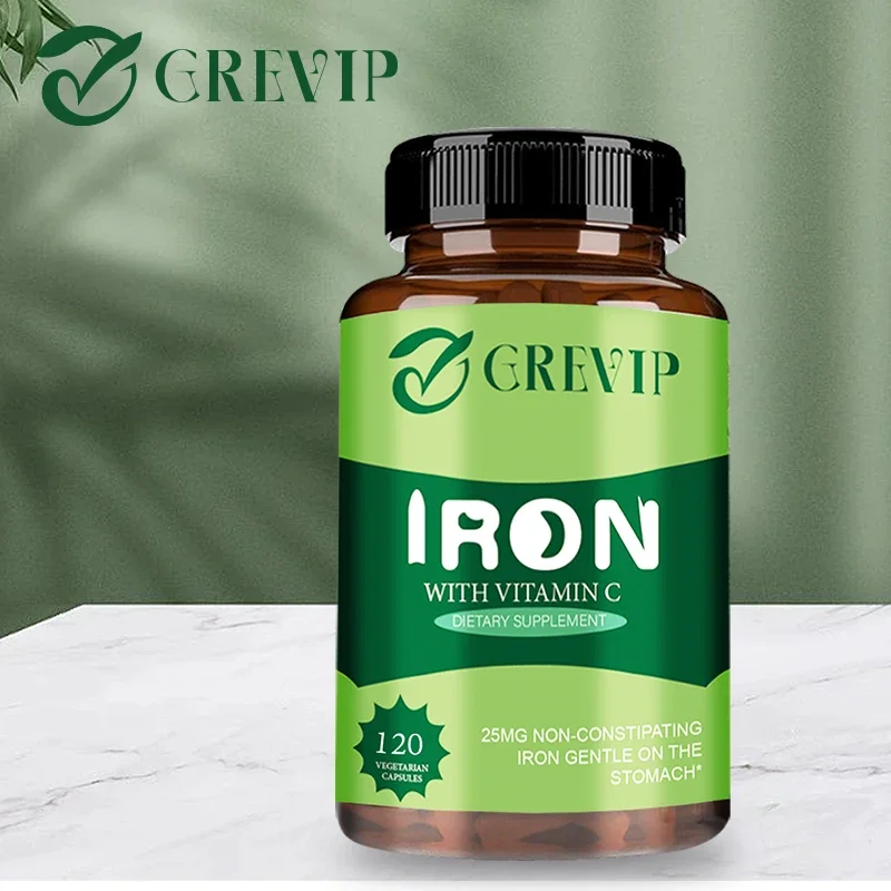 Iron Capsules - with Vitamin C - for Blood Health Boosts Energy Level Fortifies Immune