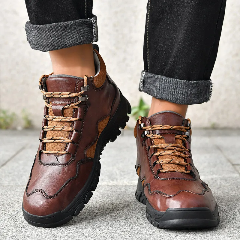 Neue Herbst Handgemachte Leder Männer Stiefel Outdoor Design Turnschuhe Mann Atmungsaktive Casual Leder Schuhe Männer Stiefeletten Herbst Plus Größe – Detail 6