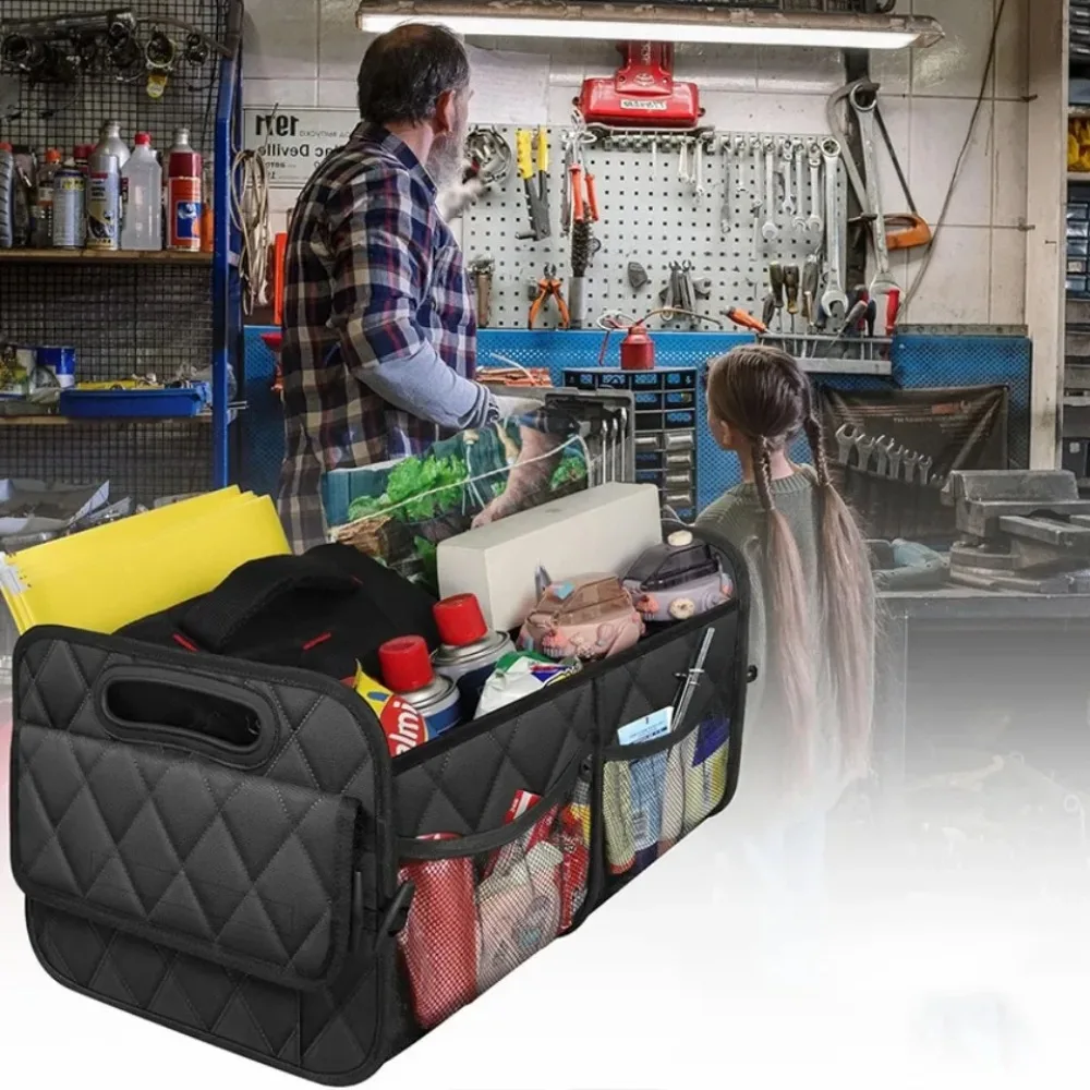 

Складной ящик для хранения багажника автомобиля, большая емкость 50 л, органайзер для багажника автомобиля, водонепроницаемый полиэстеровый органайзер для хранения автомобиля