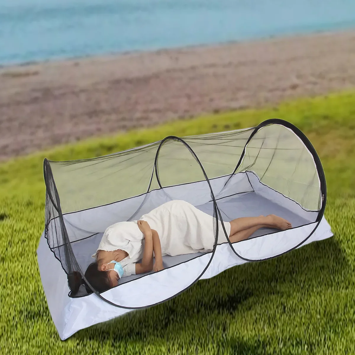 Mosquito tent  Outdoor Single Person Portable Installation Free Mosquito Proof Camping,  Foldable Mosquito Net