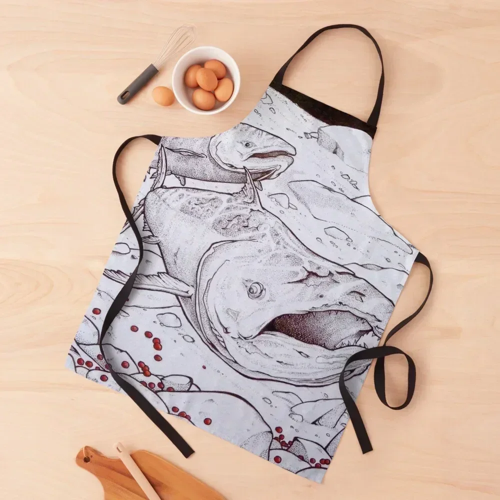 

Salmon regeneration, Travis Hinshaw Apron chefs Kitchens For Men work gowns for women cleaning with pockets Apron
