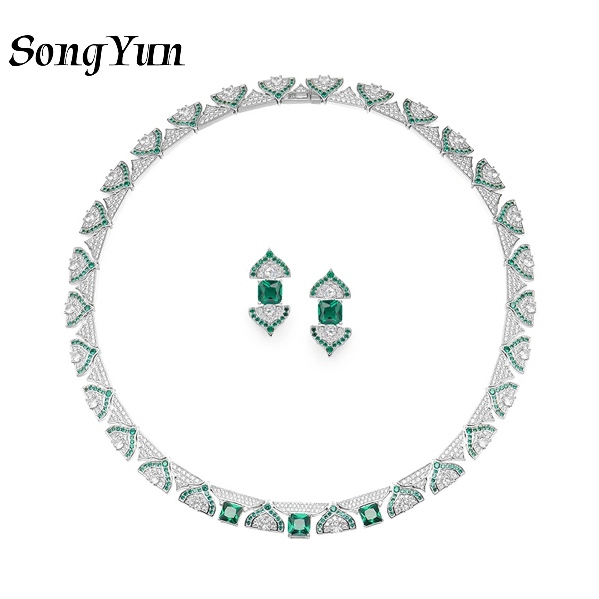 

SY Luxury Jewelry Necklace Earrings 925 Silver Small Design High Light Luxury Small Ladies Evening Suit