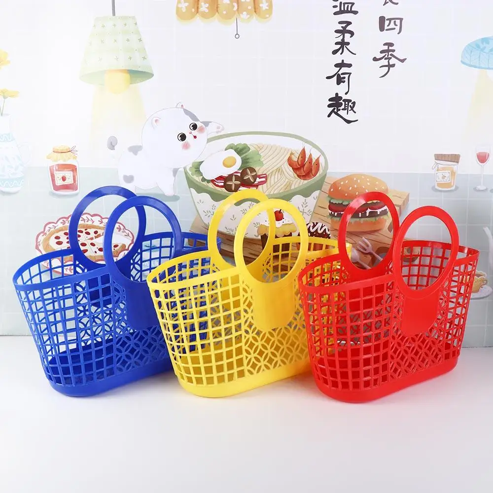 Portable 1Pcs Hollow Practical Hand-Held Storage Basket Kitchen Bathroom Accessories Basket Toy Organizer