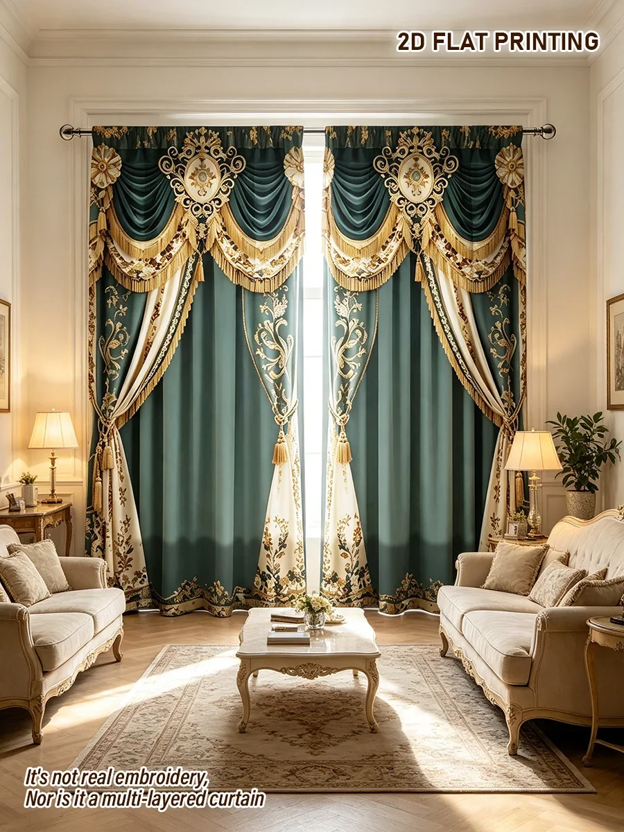 Elegant Multi-Layered Curtain Set for Living Room Home Decor Luxury Drapery Window Treatment