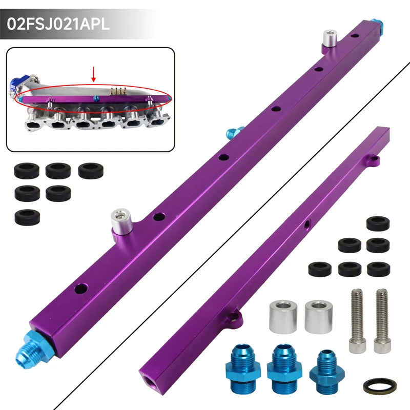 Aluminum High Flow Fuel Rail Kit For Nissan Prtrol  Machined Turbo Engine 4.8L 1997-2014 Purple