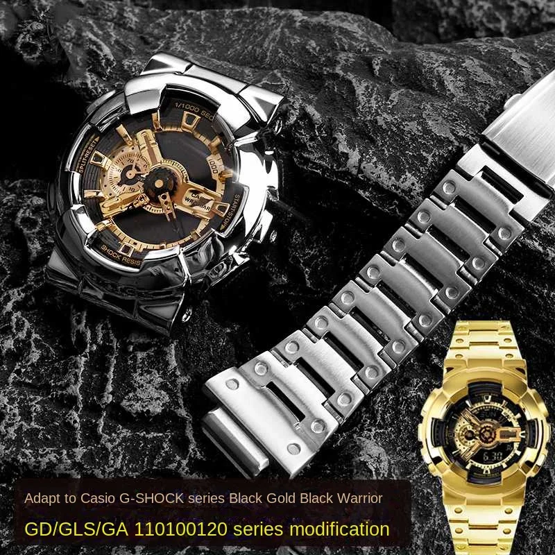 For  G-SHOCK Casio GA-110GB/100/120 Black Samurai Modified Precision Steel Metal Case wristband Bracelet case