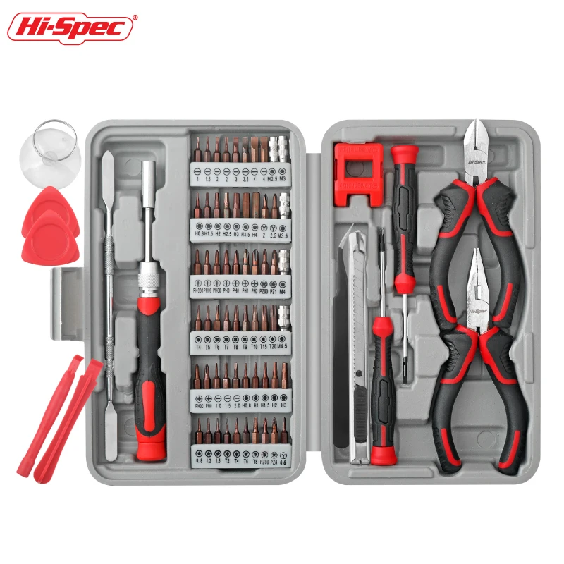 Hi-Spec 75PCS Precision Dismantling Set Hand Tool Combination Sets Car Repair Tool Kit Mechanical Tools Box Screwdriver Bits