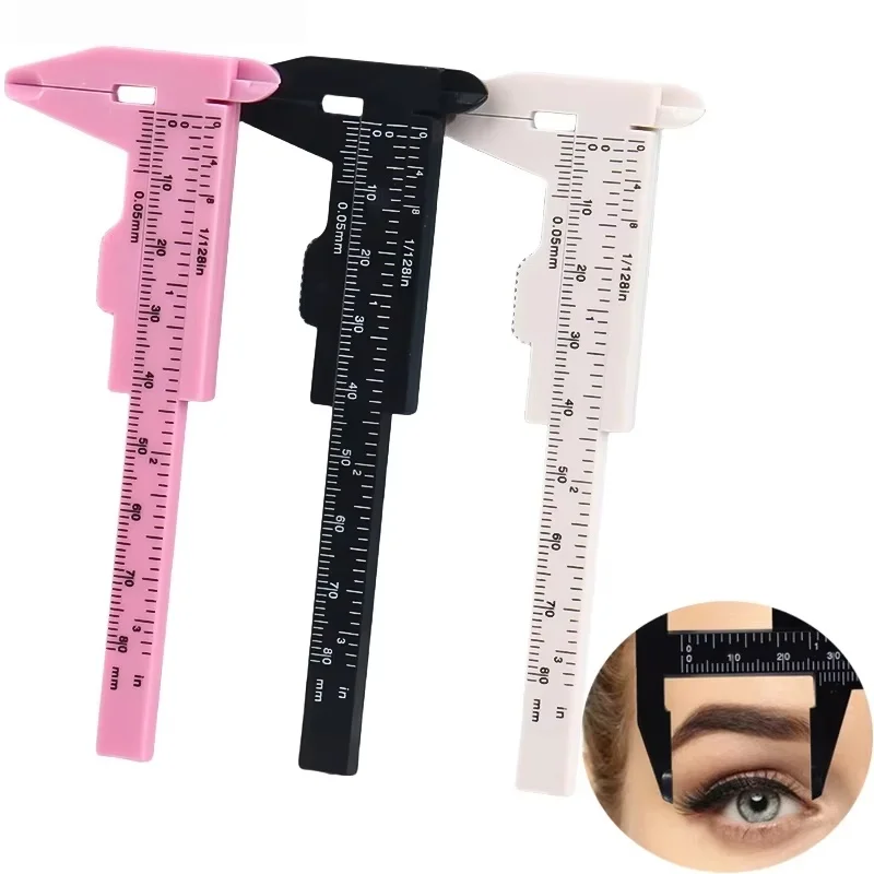 80mm Portable Plastic Eyebrow Measuring Vernier Caliper Tattoo Microblading Caliper Ruler Permanent Makeup Measurement Tools